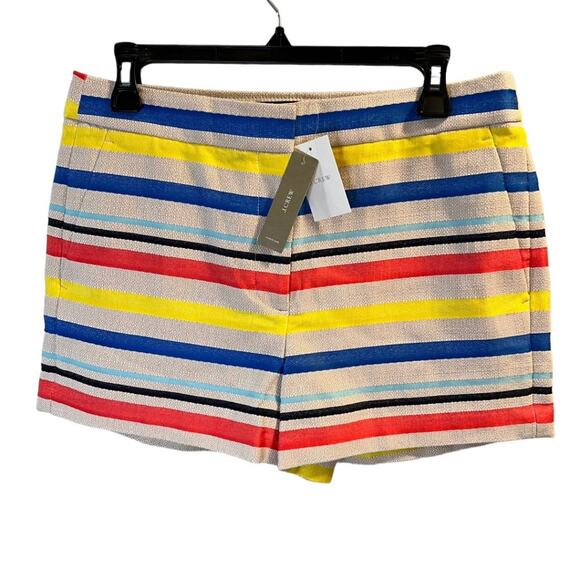 J. Crew Women's Jacquard Basketweave Colorful Striped Shorts Size 6 NWT - Picture 7 of 16